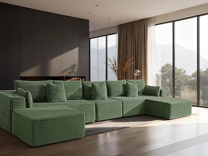 168" Cloud Sectional Couch, Comfort U Shaped Sofa