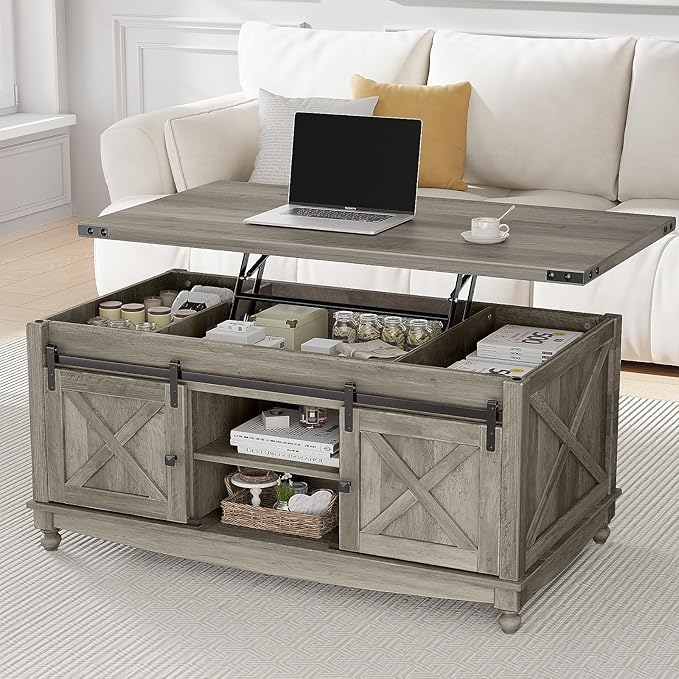 ALLSTAND 48" Farmhouse Lift Top Coffee Table