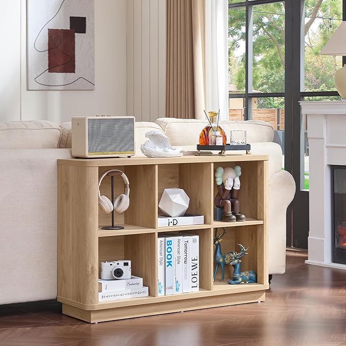 Joaxswe 6 Cube Storage Book Shelf, Floor Standing 2-Tier Wooden Bookshelf