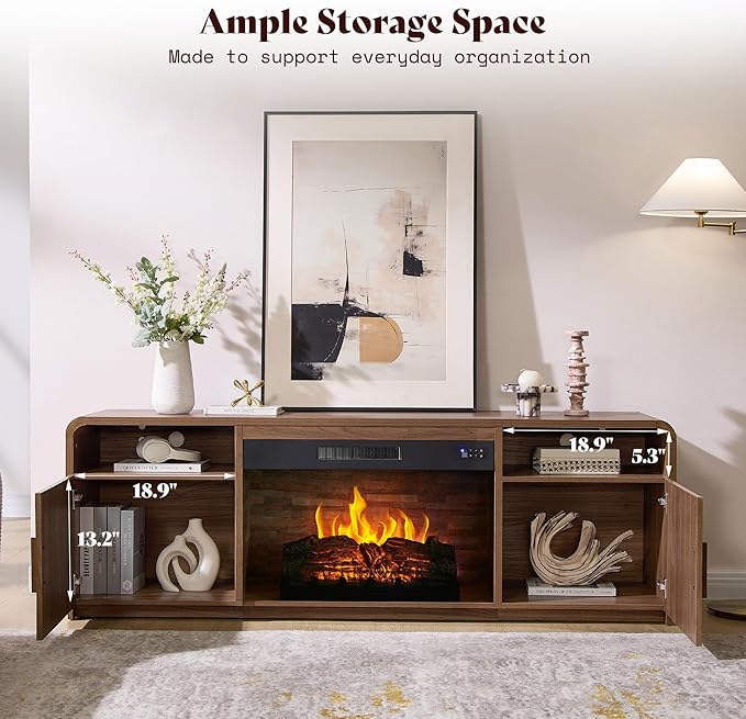 AMERLIFE 70" Fluted Fireplace TV Stand