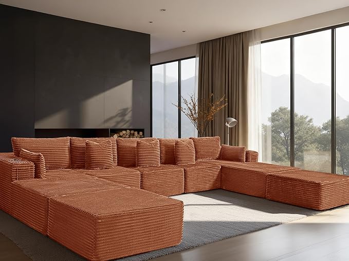 168" Cloud Sectional Couch, Comfort U Shaped Sofa