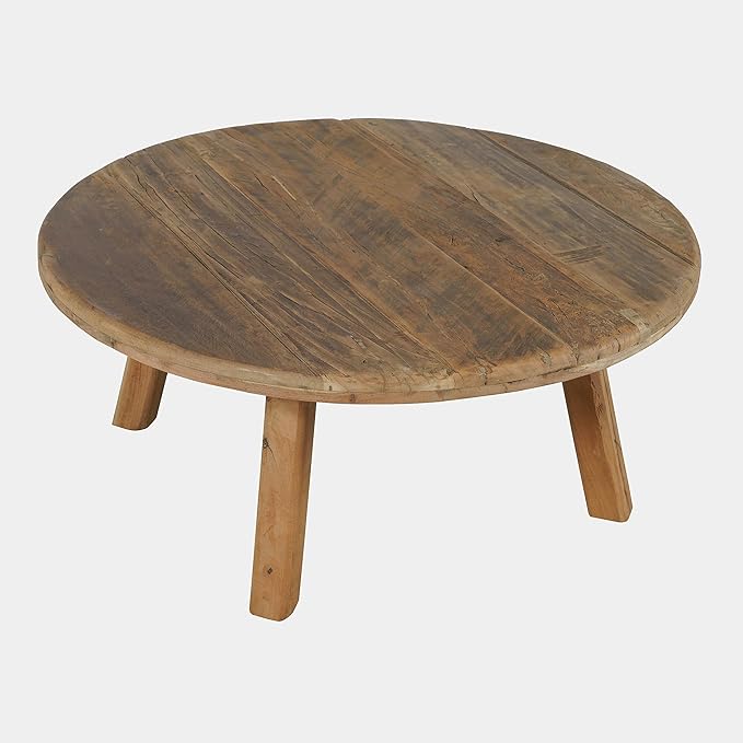 Jofran Reclamation 36" Round Rustic Reclaimed Solid Wood Coffee Table
