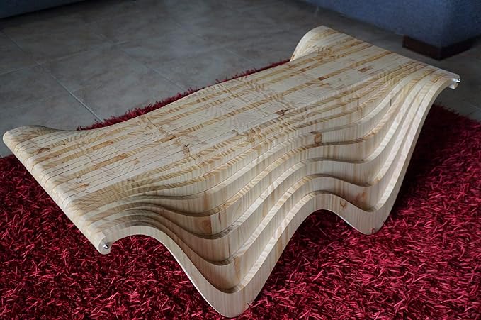 Pine Wood Living Room Coffee Table Organic Design Decor Furniture