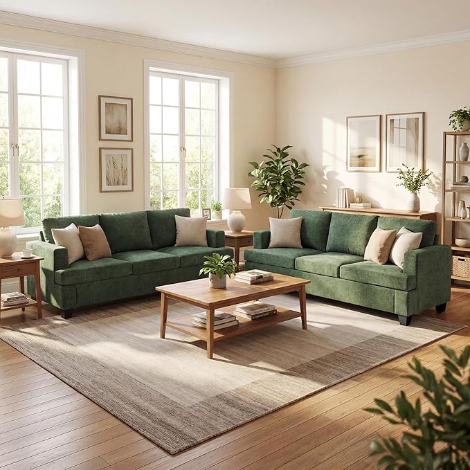 YOUDENOVA 2 Piece Set Comfy Sofa Couch, 3-Seater Sofa * 2