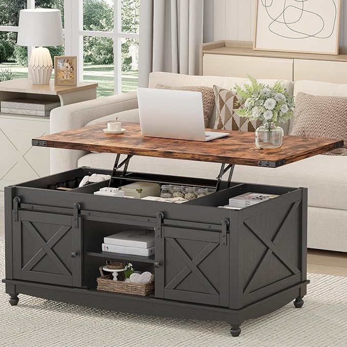 ALLSTAND 48" Farmhouse Lift Top Coffee Table