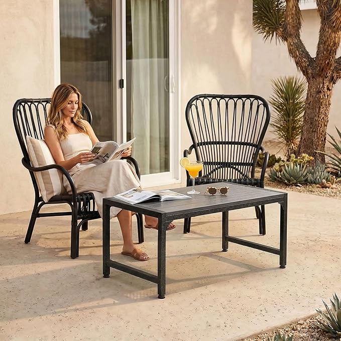 ODK Outdoor Coffee Table, Rectangle Weather-Resistant Patio Coffee Table
