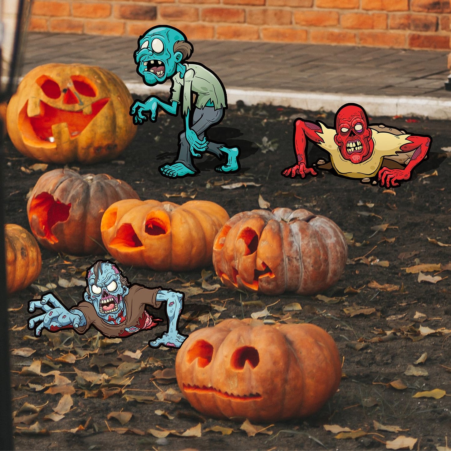 6 Pack Halloween Scary Zombie Monster Yard Signs with Stakes Sturdy Corrugated Yard Decorations Cartoon Props for Zombie Lawn Patio Decor Halloween Skeleton Garden Outdoor Party Decorations