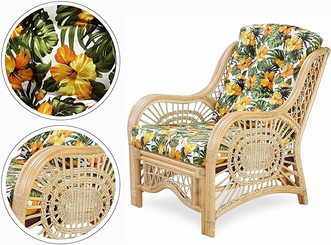 Malibu Lounge Living Accent Armchair Natural Rattan Wicker Handmade Design
