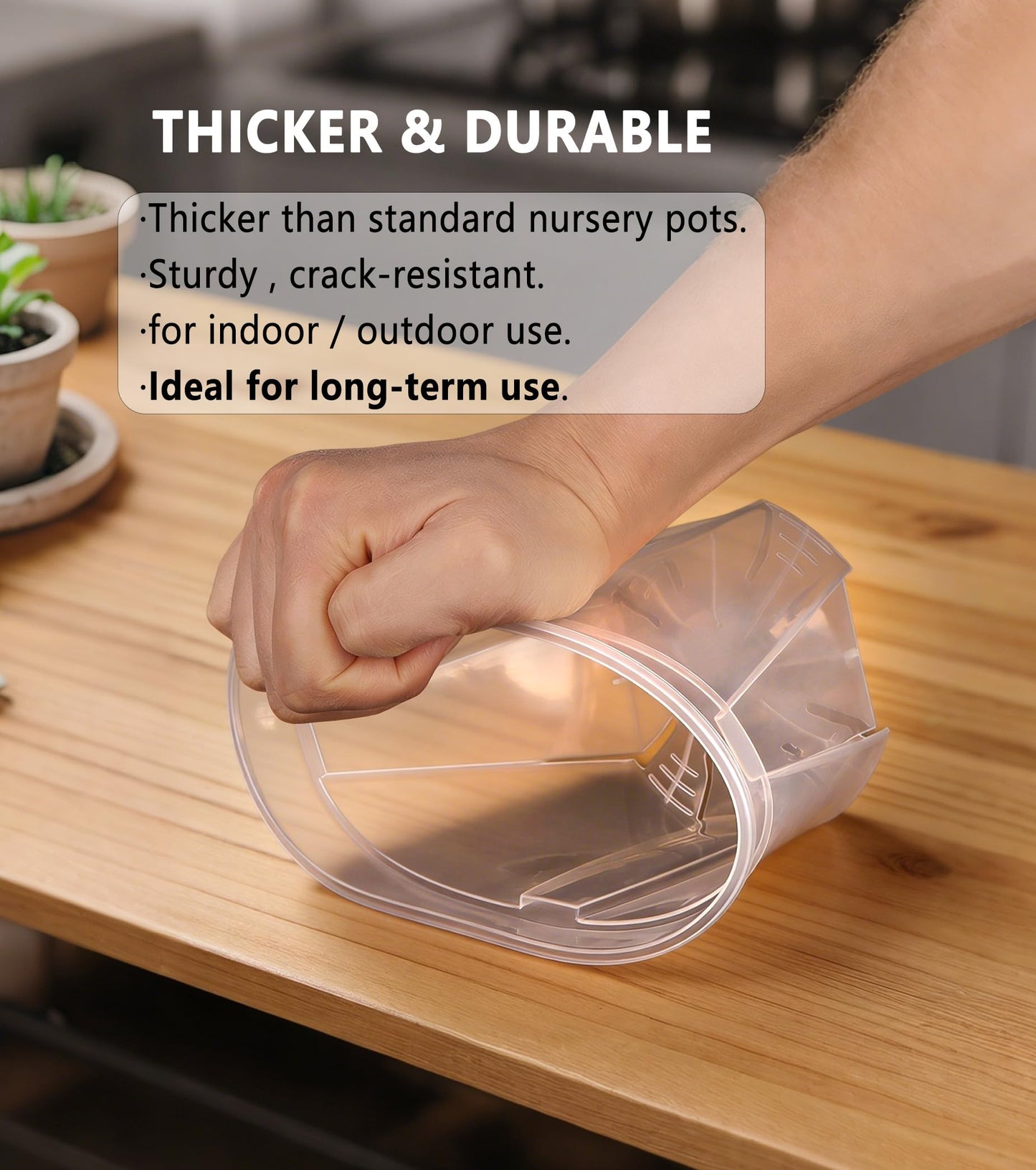 12-Pack Thick Clear Nursery Pots with Saucers (4/5/5.5/6.3 Inch) – Transparent Plastic Plant Pots with Drainage Holes & 12 Labels, Assorted Sizes for Seed Starting, Succulents, Indoor Outdoor Use