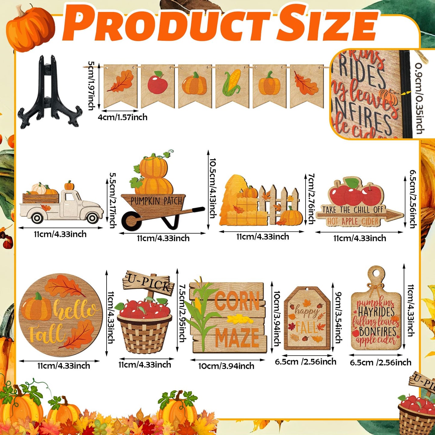 BBTO Set of 15 Fall Tiered Tray Decor Pumpkins Farmhouse Decor Autumn Maple Leaf Thanksgiving Table Centerpieces Harvest Wood Blocks Signs for Home(Harvest Style)