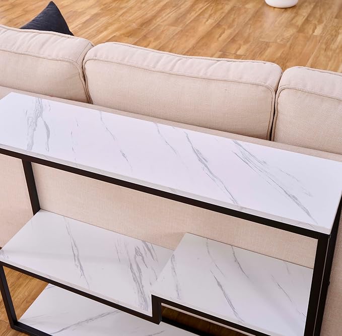 loglus Console Table for Entryway, Faux Marble MDF Sofa Table