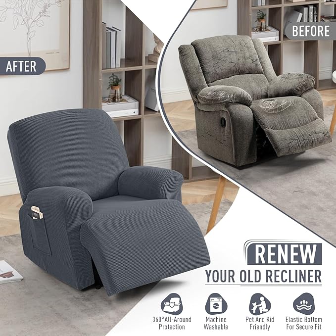 TAOCOCO Recliner Cover 4-Pieces, Recliner Stretch Sofa Slipcover, Recliner