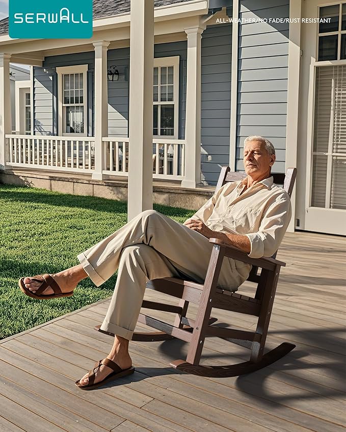 SERWALL Outdoor Rocking Chair, HDPE Rocking Chair