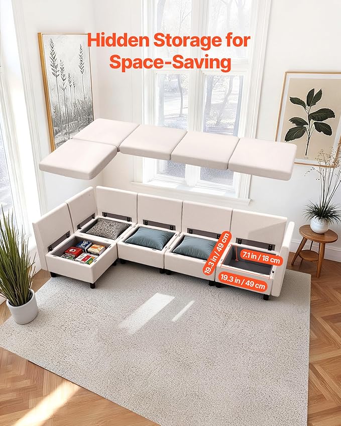 VEVOR Modular Sectional Sofa, Modern 5-Seater Modular Sofa