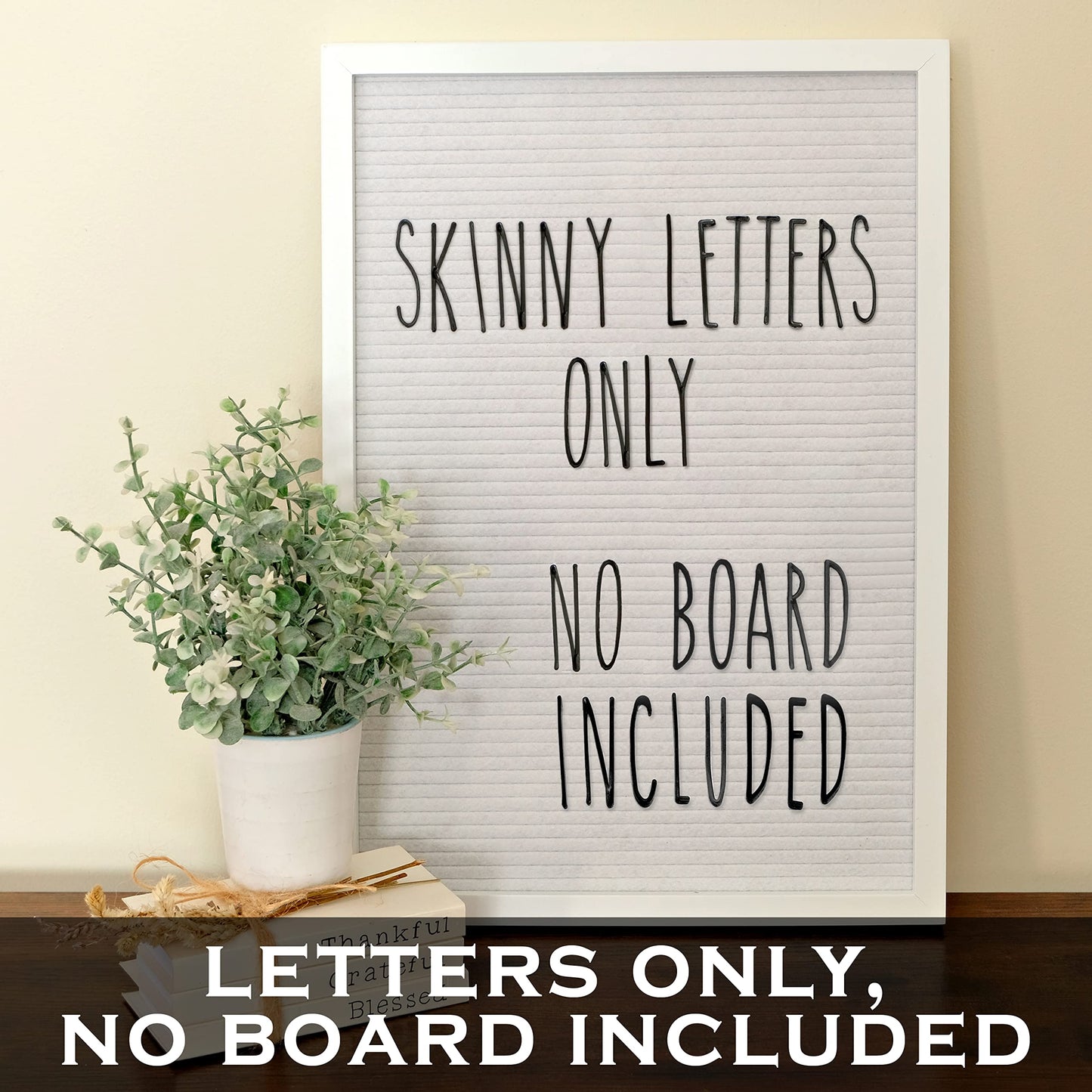 Skinny Letterboard Letters Only Set NO BOARD INCLUDED with Rae Inspired Font Perfect Farmhouse Decor Accessory for Changeable Felt Letter Boards, 2 Inch Black Letters Numbers Symbols Only