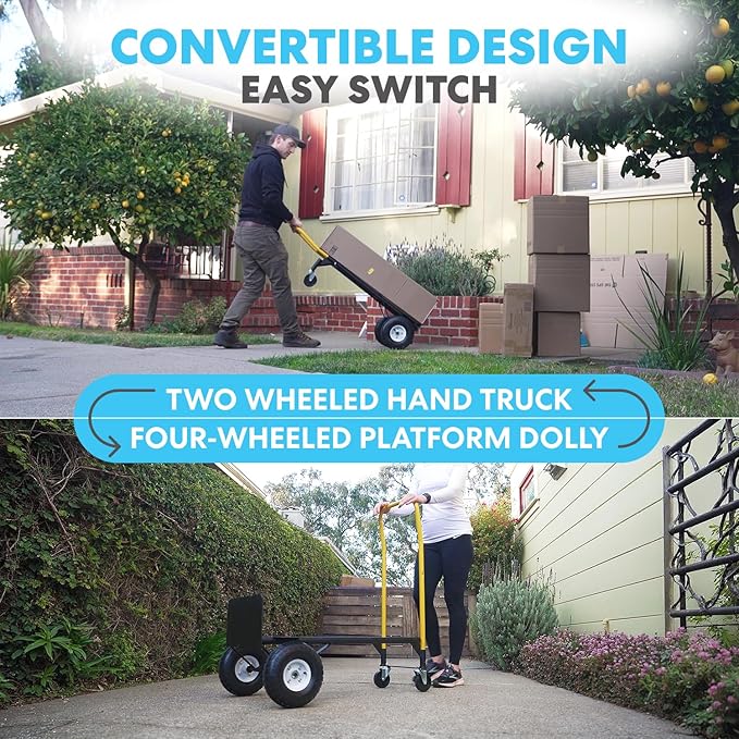 Simpli-Magic 2 in 1 Convertible Hand Truck and Dolly, 800LBS – Heavy-Duty