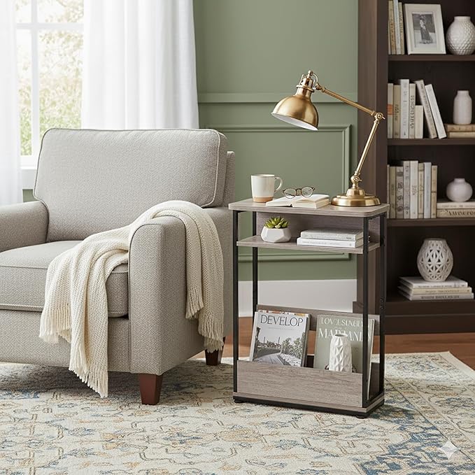 Narrow Side Table, 3-Tier Slim End Table