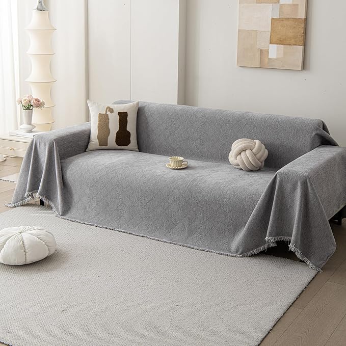 DREAMINGO Modern Chenille Couch Cover Blanket Washable Sofa Covers