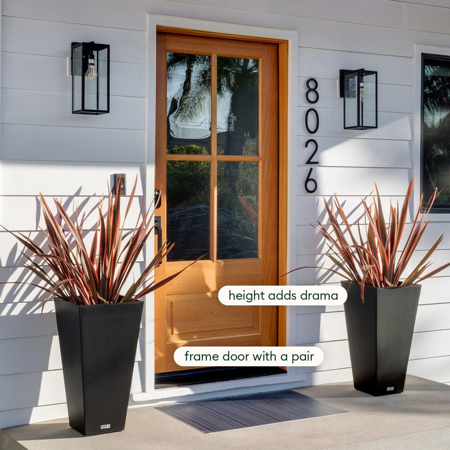 Veradek V-Resin Indoor/Outdoor Taper Planter (26 inch-2 Pack, Black)