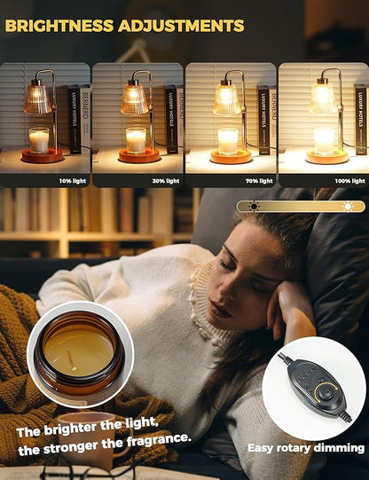 GODONLIF Gold Candle Warmer Lamp with Cycle Timer, Birthday Gifts for Women Mom Her, House Warming Gifts New Home Room Decor, Wax Melt Warmer for Jar Candles with 2 Bulbs