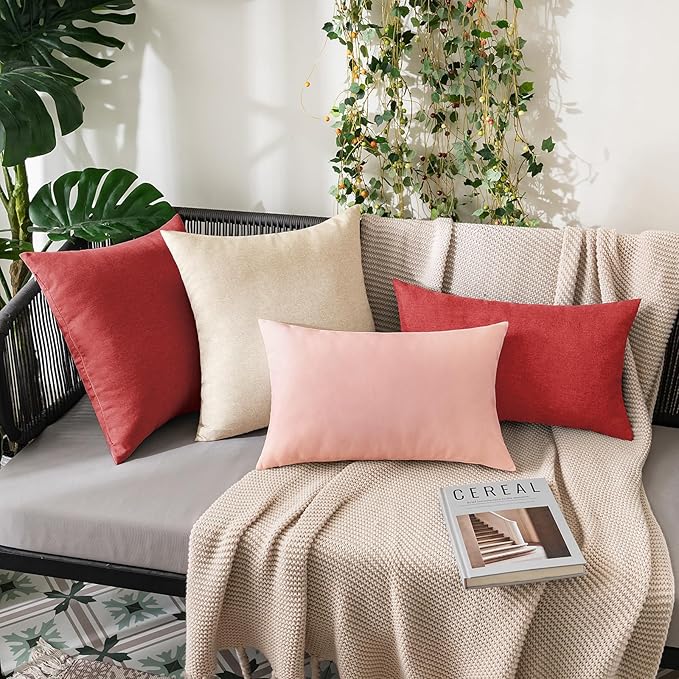 MIULEE Pack of 2 Decorative Outdoor Solid Waterproof Throw Pillow Covers Spring