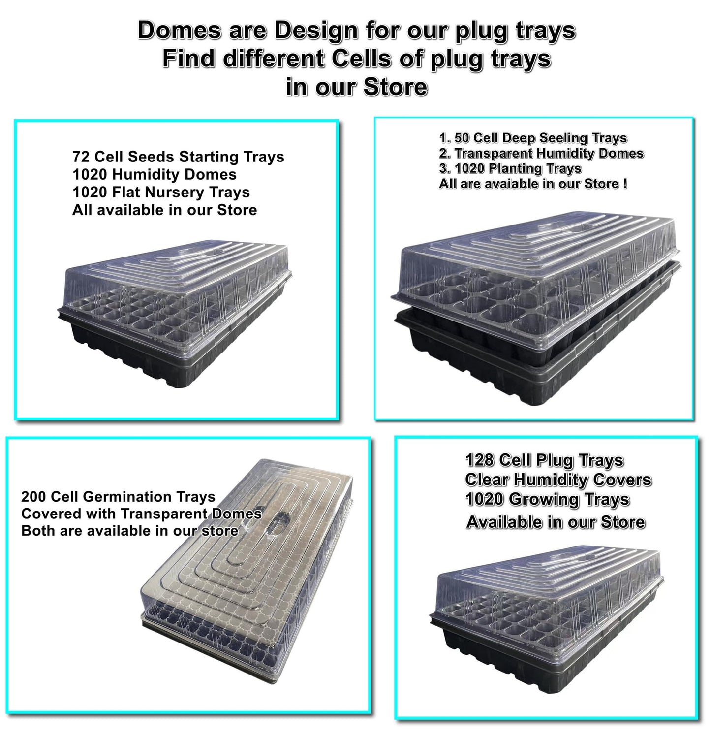 RooTrimmer 10 Pcs Humidity Dome, Plastic Clear Seed Starter Dome 1020 Tray Covers Humidifying and Insulating for Greenhouse Germination and Garden Growing (21.5"×11.5", 3.15" Height, 10-Pack)