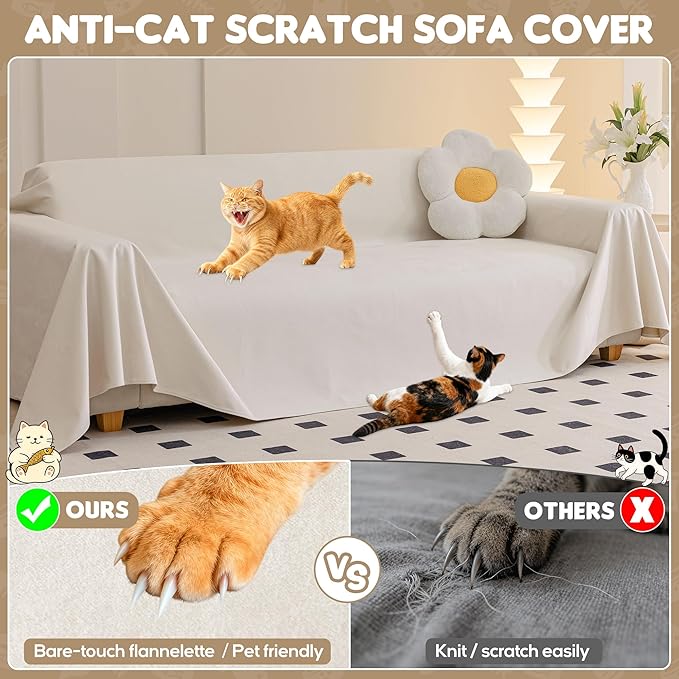 Loiion Velvet Sofa Cover, Ultra Soft Waterproof Non-Slip Couch Cover