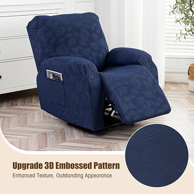 Gennia Recliner Chair Covers 3 Pieces, Waterproof Jacquard Reclining Chair Cover