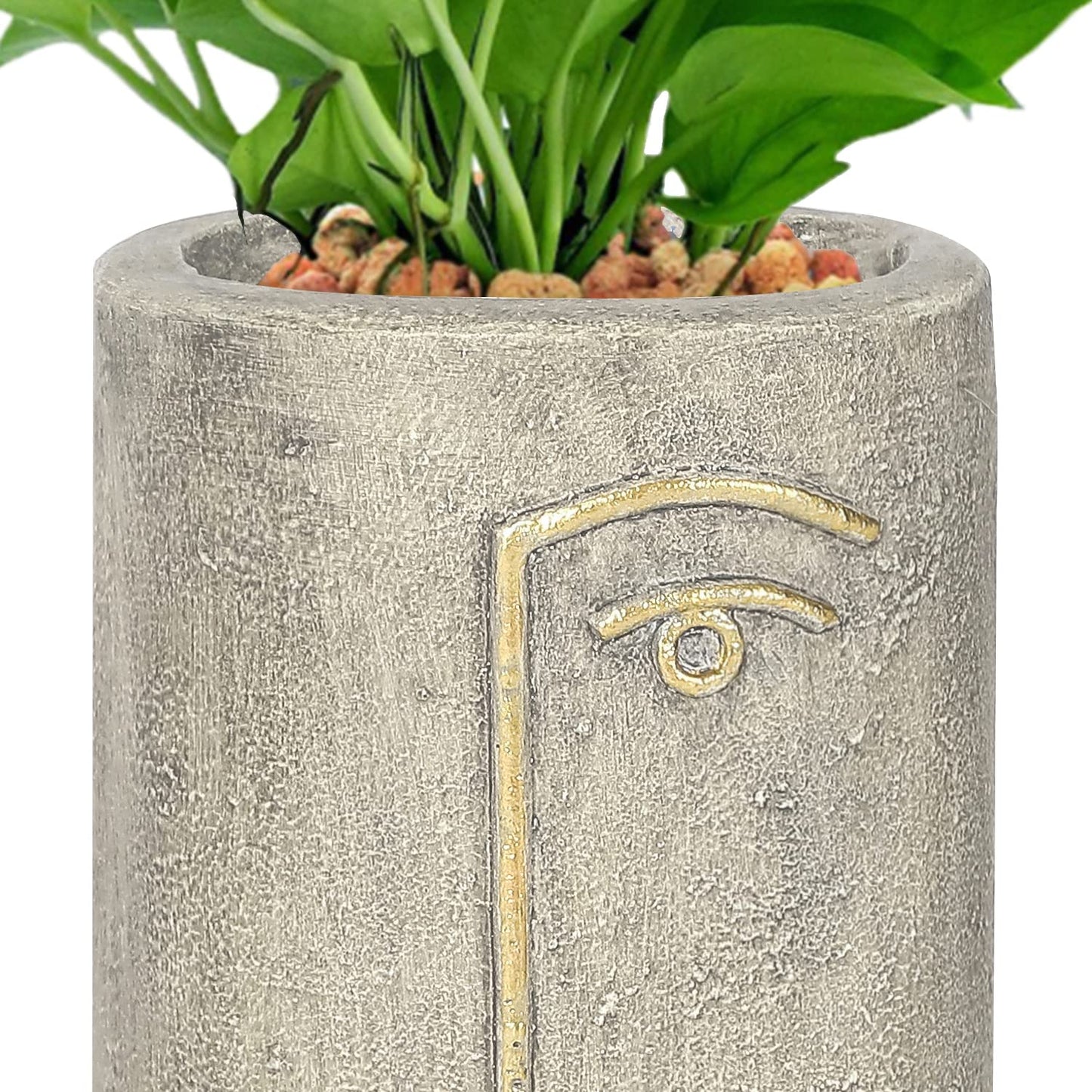 Asense Flower Pots Planters for Outdoor Indoor Garden, Smile Face Head Planter Plant Succulent Pots with Drainage Hole, Faux Concrete, Natural…