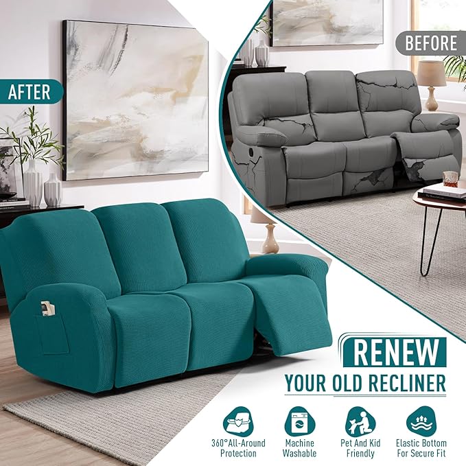 TAOCOCO Recliner Sofa Covers 8-Pieces Stretch Large Couch Covers