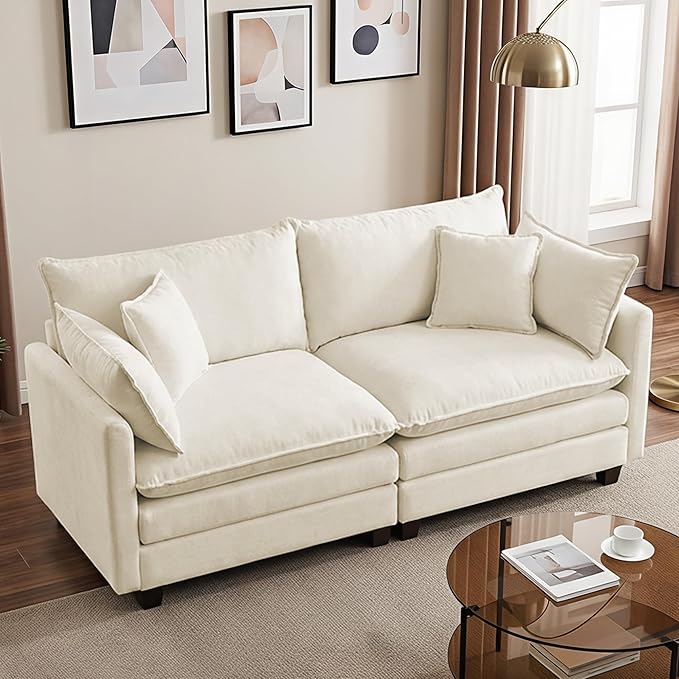 78" Modular Sectional Sofa, Cloud Couch Loveseat Sofa, Deep Seat Washable