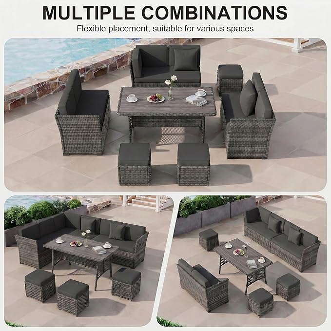 LOUVIXA 7 Pieces Patio Furniture Set, Outdoor Patio Furniture, Wicker