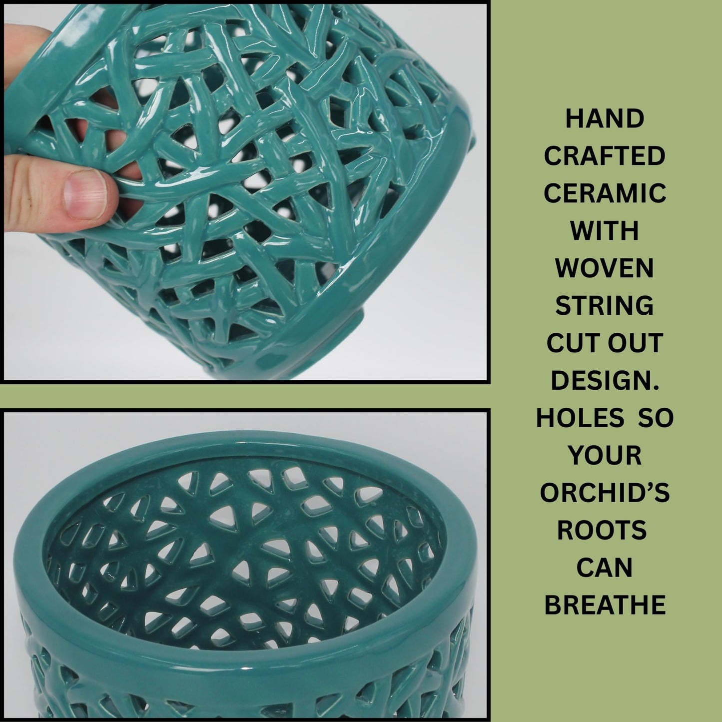 DESQUIGGLE Set of 4 Large Ceramic Orchid Pots with Holes