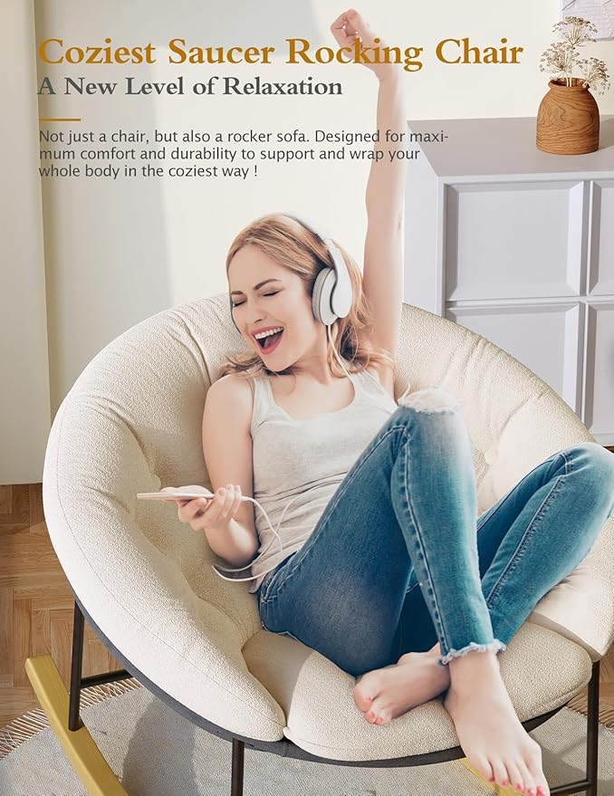 Kidirect Wide Rocking Chair Nursery, Comfy Saucer Nursery Rocking Chairs
