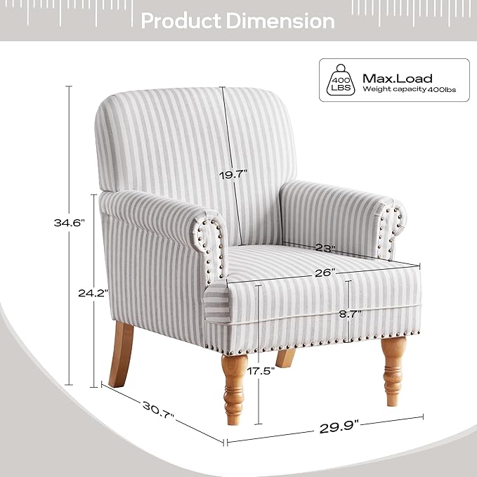 HUIMO Linen Fabric Accent Chairs Set of 2, Mid-Century Modern Armchair
