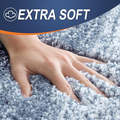 OLANLY Bathroom Runner Rugs Mat 59x20, Extra Soft Absorbent Microfiber Bath Rugs, Rubber Backing, Quick Dry, Washable Long Bath Mats for Bathroom, Tub and Shower, Home Decor Accessories, Airy Blue