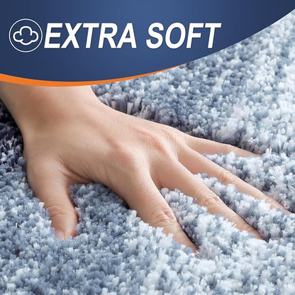 OLANLY Large Bathroom Rugs Mat 54x24, Extra Soft Absorbent Microfiber Bath Rugs, Rubber Backing, Quick Dry, Washable Bath Mats for Bathroom Floor, Tub and Shower, Home Decor Accessories, Airy Blue