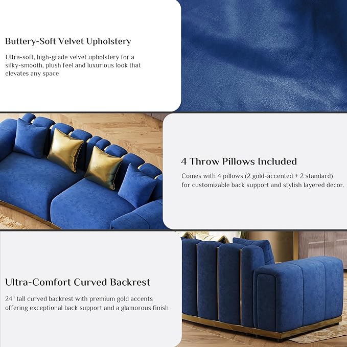 104" Oversized Velvet Chesterfield Couch