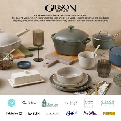 Gibson Elite Matisse Double Bowl Dinnerware Set, Service for 4 (16pcs), Taupe