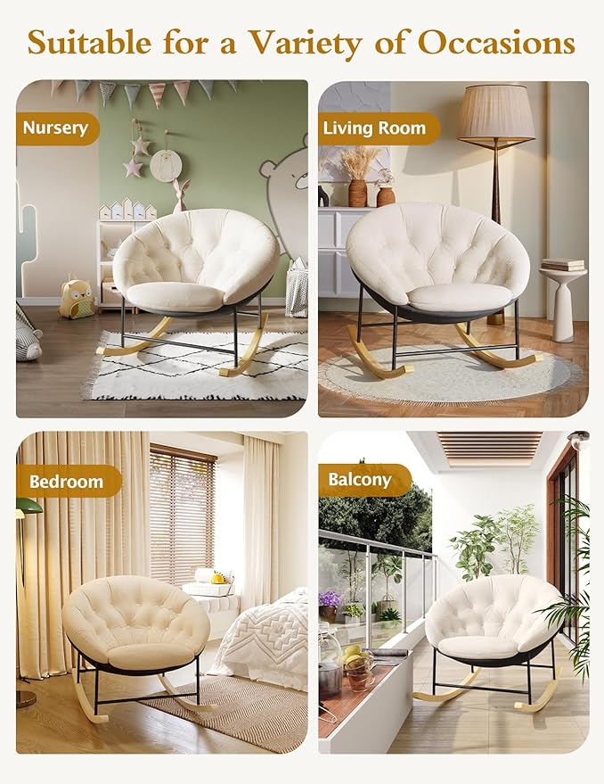 Kidirect Wide Rocking Chair Nursery, Comfy Saucer Nursery Rocking Chairs