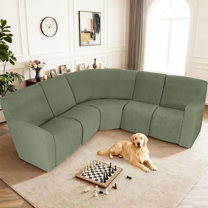 ALIECOM 100% Waterproof Recliner Sectional Couch Covers L Shape Stretch Corner