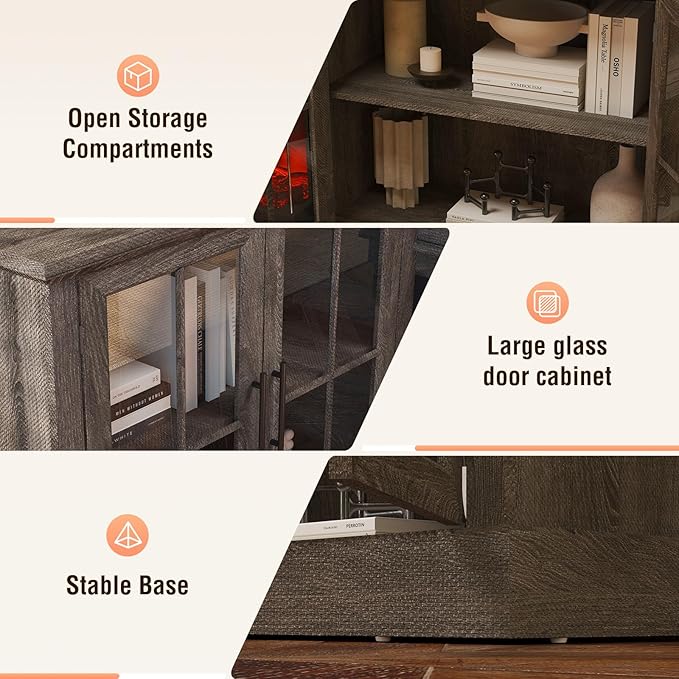 98" Farmhouse TV Stand with 36" Fireplace