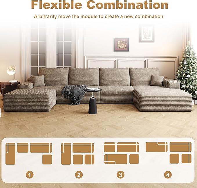 136" Sectional Couches for Living Room Cloud Couch Sofa