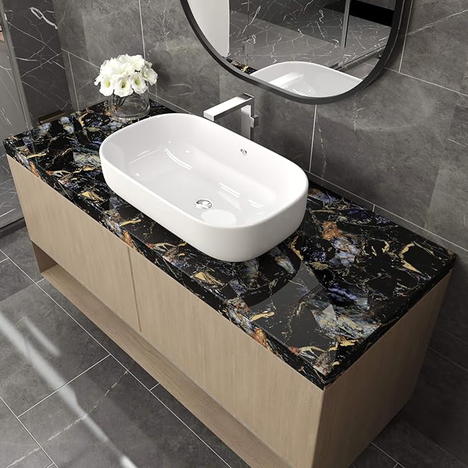 LACHEERY 15.8"x276" Dark Marble Countertop Contact Paper Waterproof Peel and
