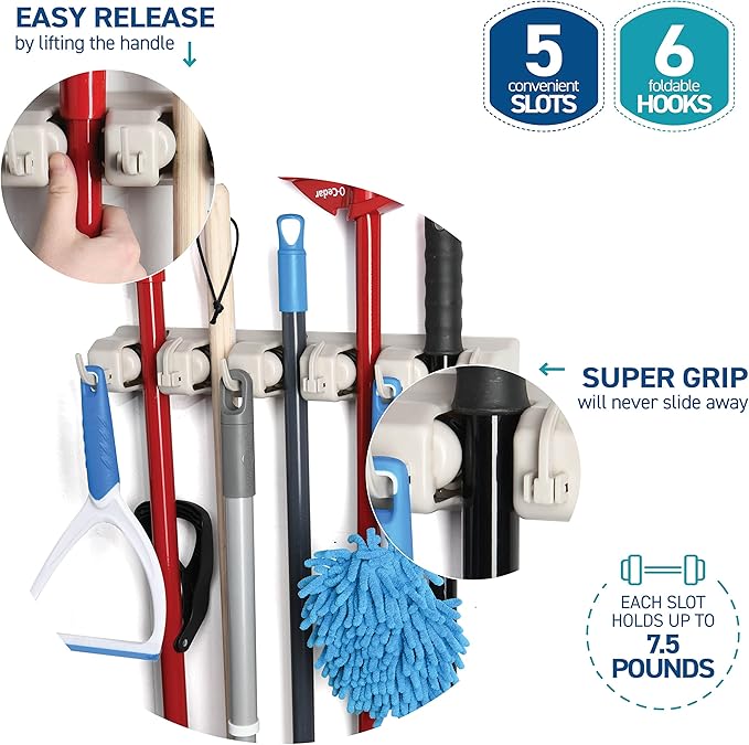 Home It Mop And Broom Holder Wall Mount
