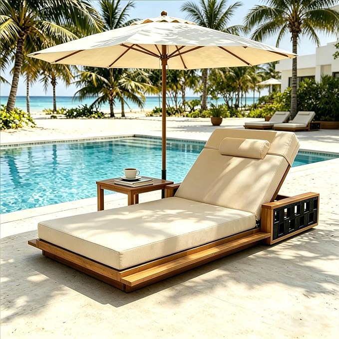 Chaise Lounge Cushion for Outdoor Furniture, Waterproof, Fade-Resistant and