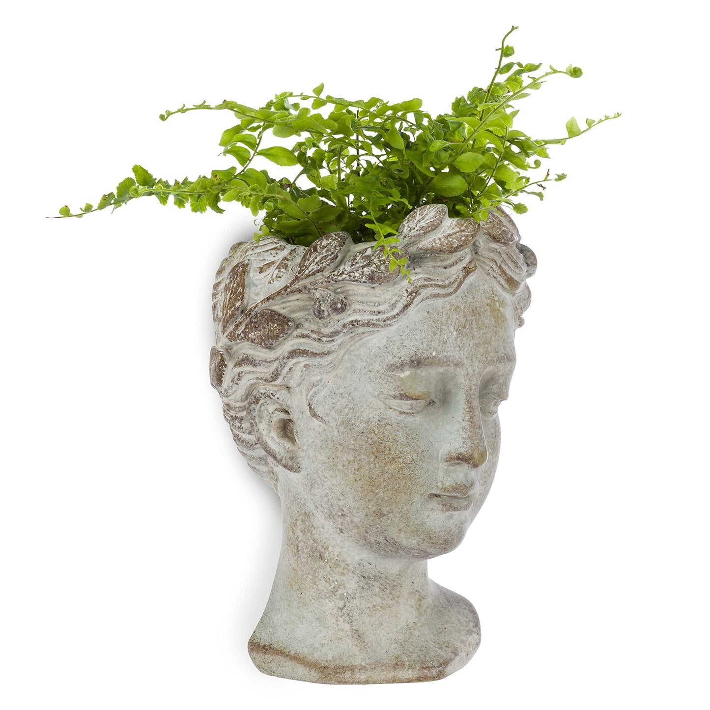 Abbott Collection Goddess Head Wall Planter – Extra Small Cement Indoor and Outdoor Planter Pot – Grecian Woman Statue Head Planter for Flowers and Succulents (Grey, 6.5" Tall, 2.75" Opening)