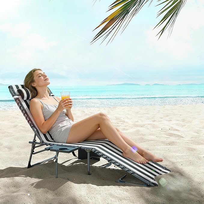 Outsunny Folding Chaise Lounge Chair Outdoor Tanning Chair