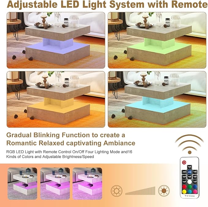 HedoAjim Small Grey Led Coffee Table