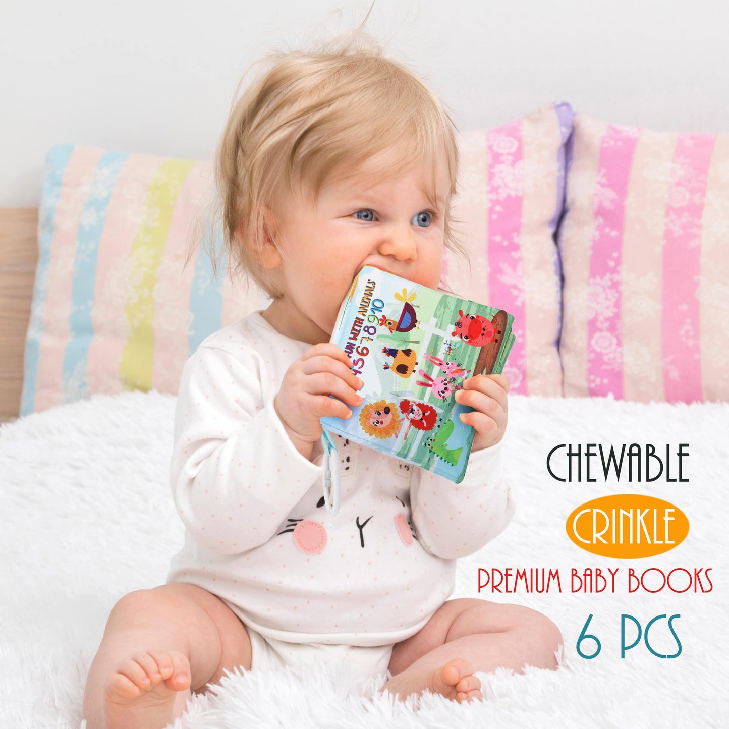 Baby Books Toys Gifts, Touch and Feel Cloth Crinkle Books for Babies,Infant Toddler Baby 0-3-6-12-18 Months, Early Learning Toys 6 to 12 Months 1-2 Years Old, Easter Shower Gift for Boys Girls,6 PCS